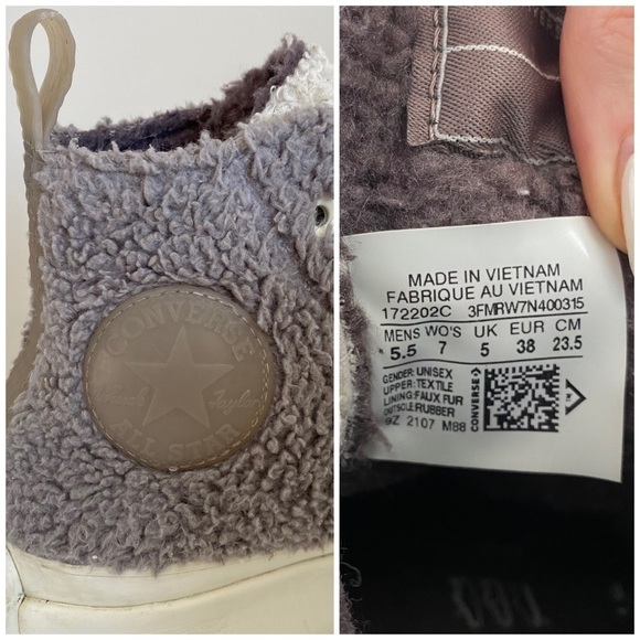 Converse Run Star Hike Sherpa Gray mauve Lined Platform Sneakers size 7 - Picture 16 of 16